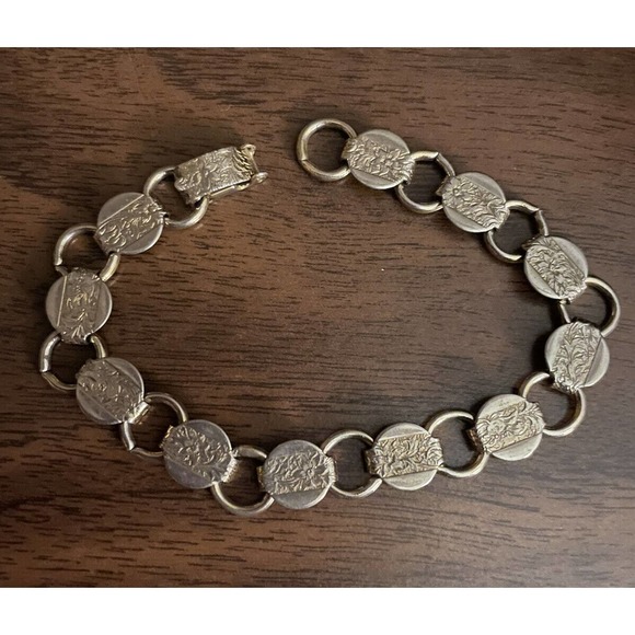 VINTAGE Silver Tone/Antique Flower Garden SARAH COV COVENTRY Link Bracelet - Picture 2 of 7